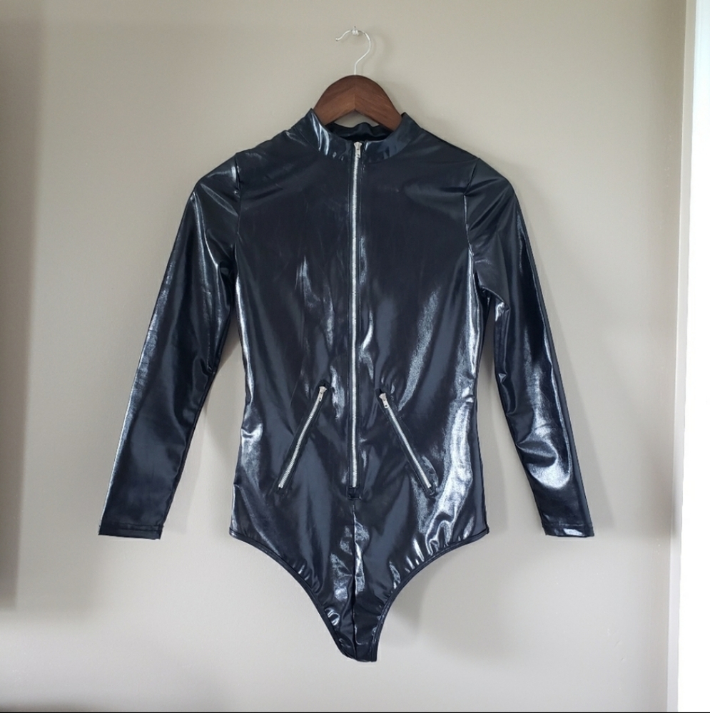 Faux Leather Bodysuit